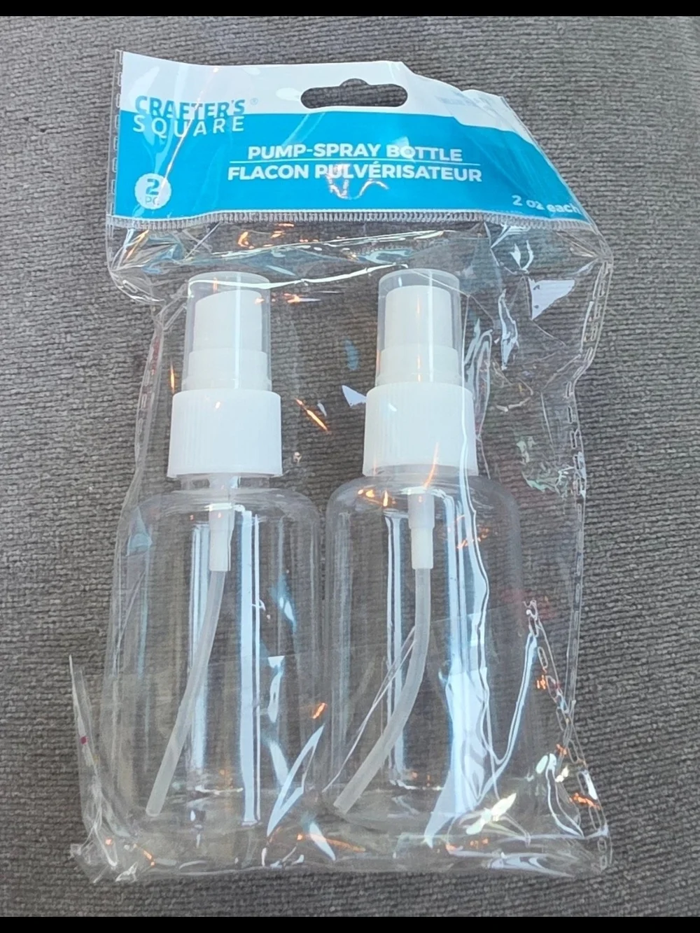 Crafter's Square Pump-Spray Bottles - Clear with White Tops (2 Pack) BNIB